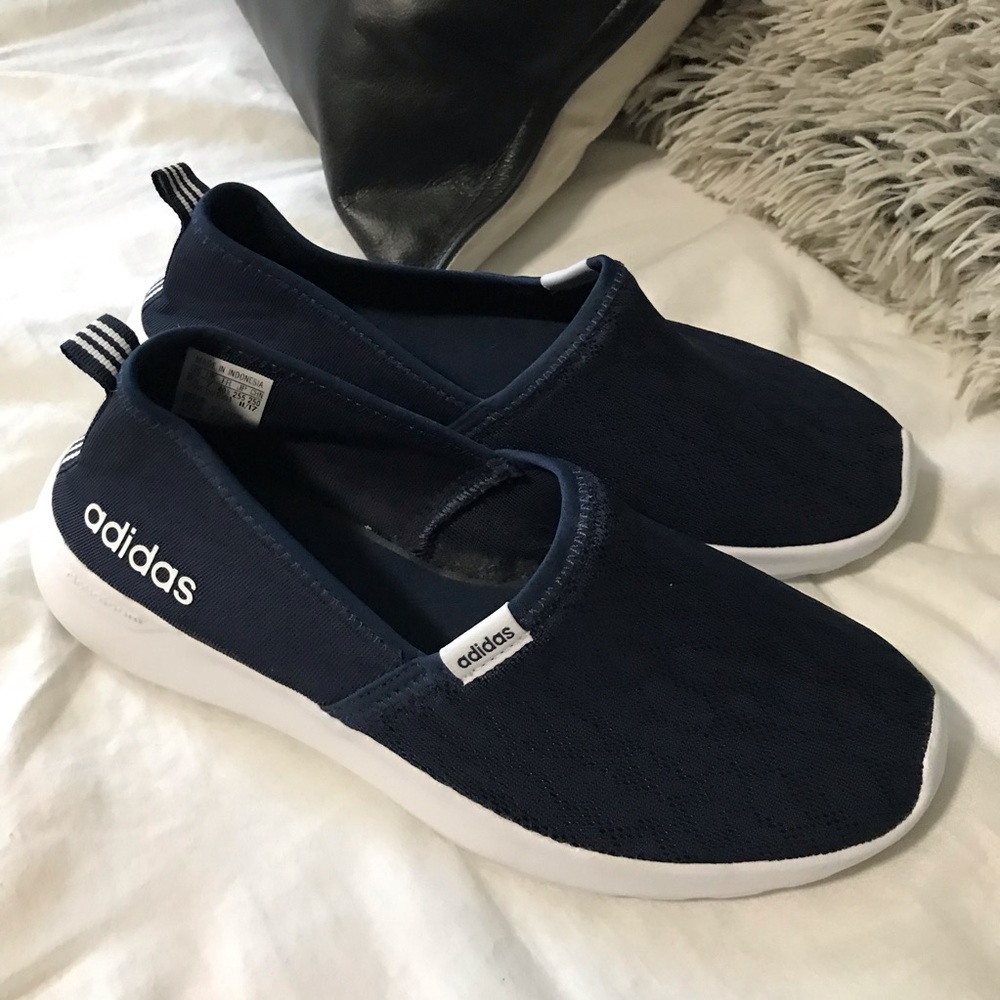 Adidas navy memory foam slip on sneaker